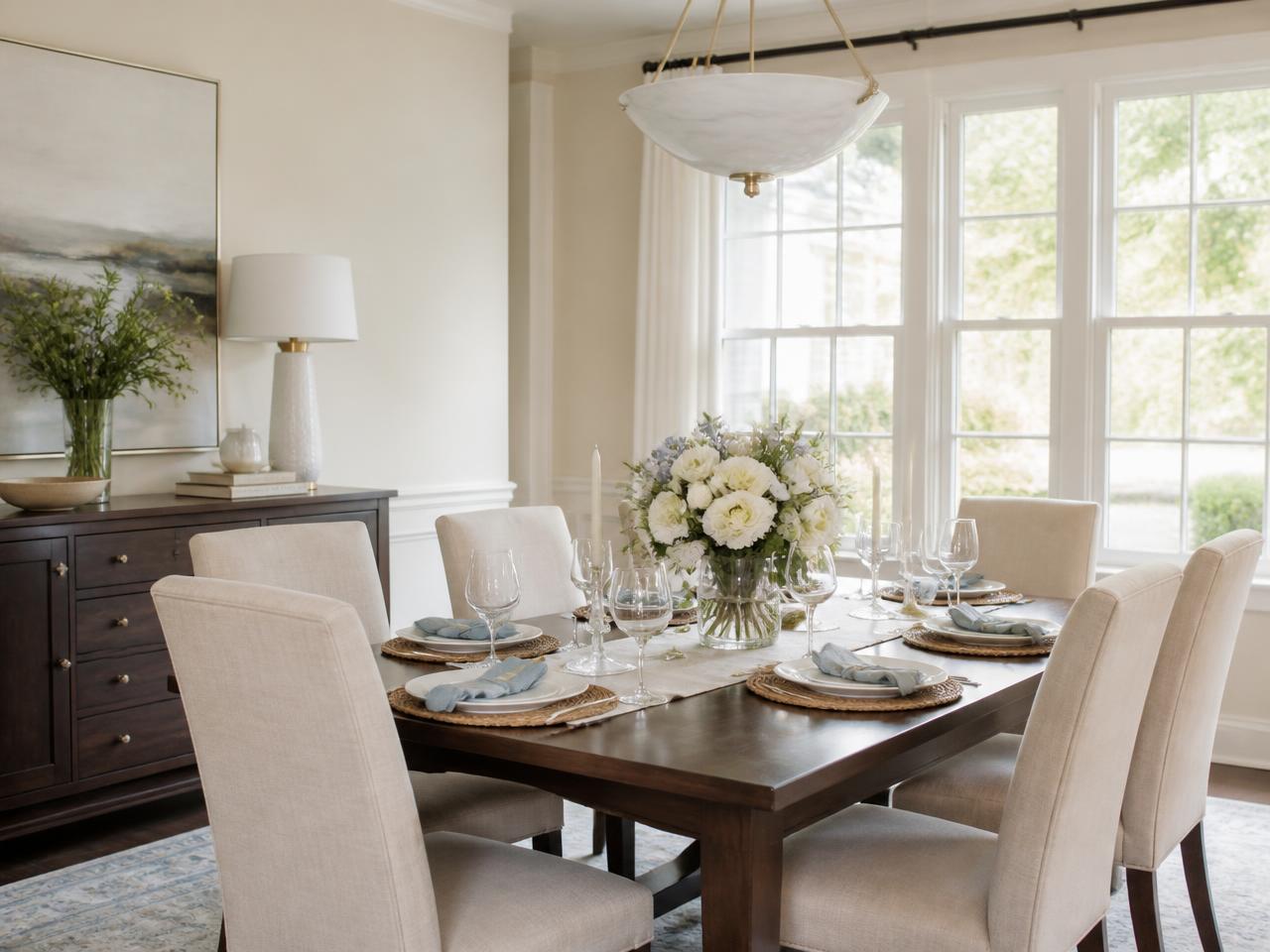 Tidy dining room ready for guests