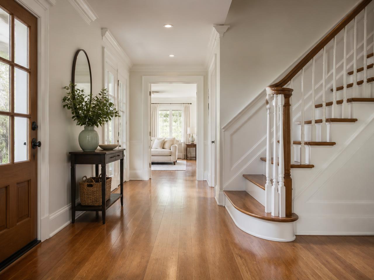 Bright, clean entryway and hallway