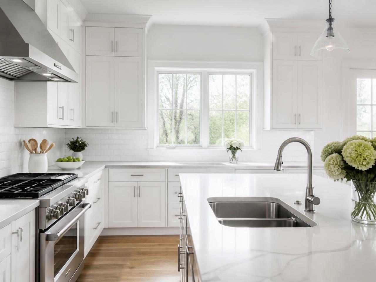 Spotless bright kitchen after a professional residential cleaning